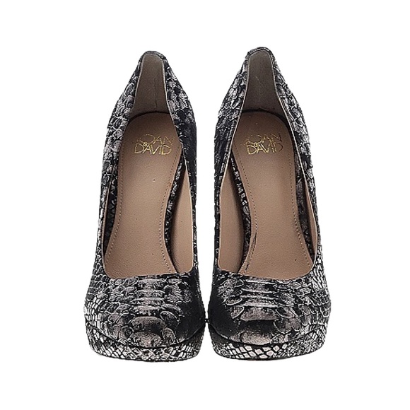 Joan & David ☀︎︎ Metallic Animal Print Platform Pumps Heels ☀︎︎ Black ☀︎︎ 8.5M - Picture 2 of 16